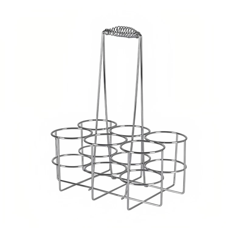 حامل أكواب و زجاجات حديد، 6 فتحات - فضي